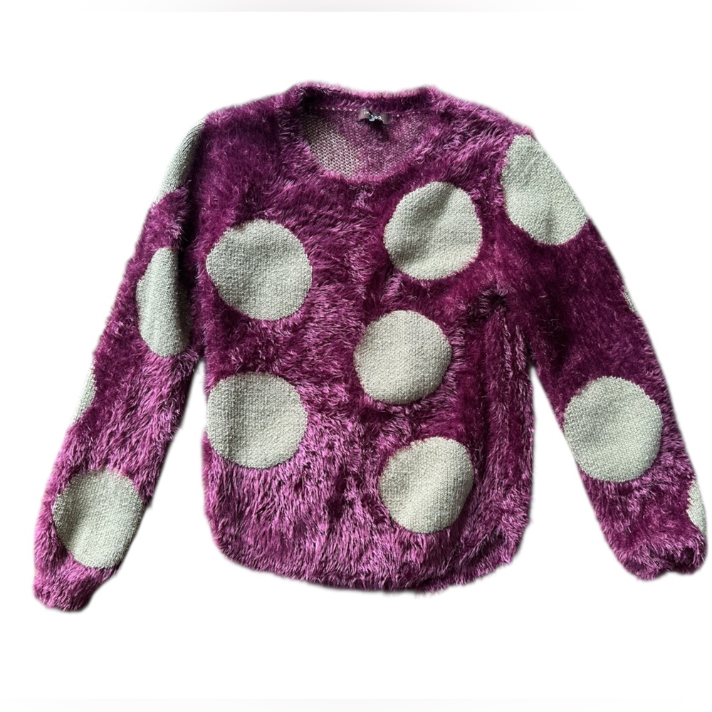 Purple and Gray Polka Dot Sweater